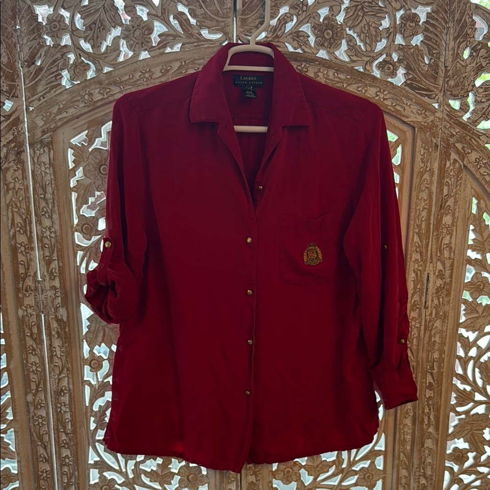 Ralph Lauren Silk Red button down Shirt